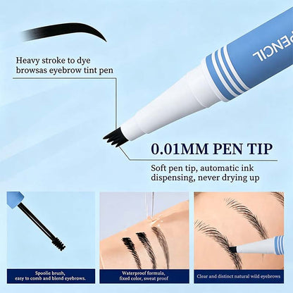 2-in-1 Waterproof Micro-Fork Eyebrow Pen-Tinted Gel Cosmetic🖌️