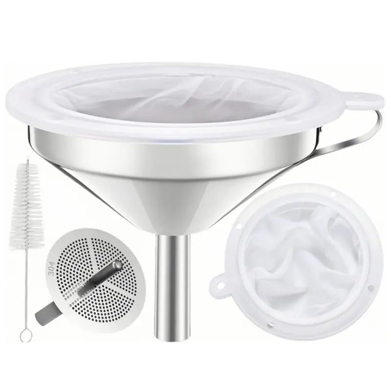 Unnel for Filling Bottles, 5 Inch Food Grade Stainless Steel Kitchen Funnel with 200 Mesh Filter Strainer ✨
