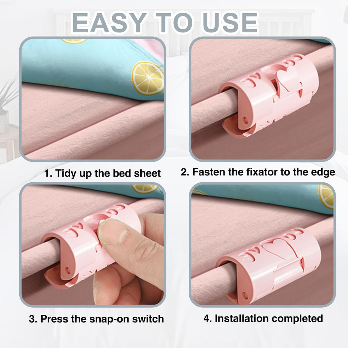 36 counts two speed adjustment sheet grippers anti slip clips for beds prevent sliding falling out landing 05
