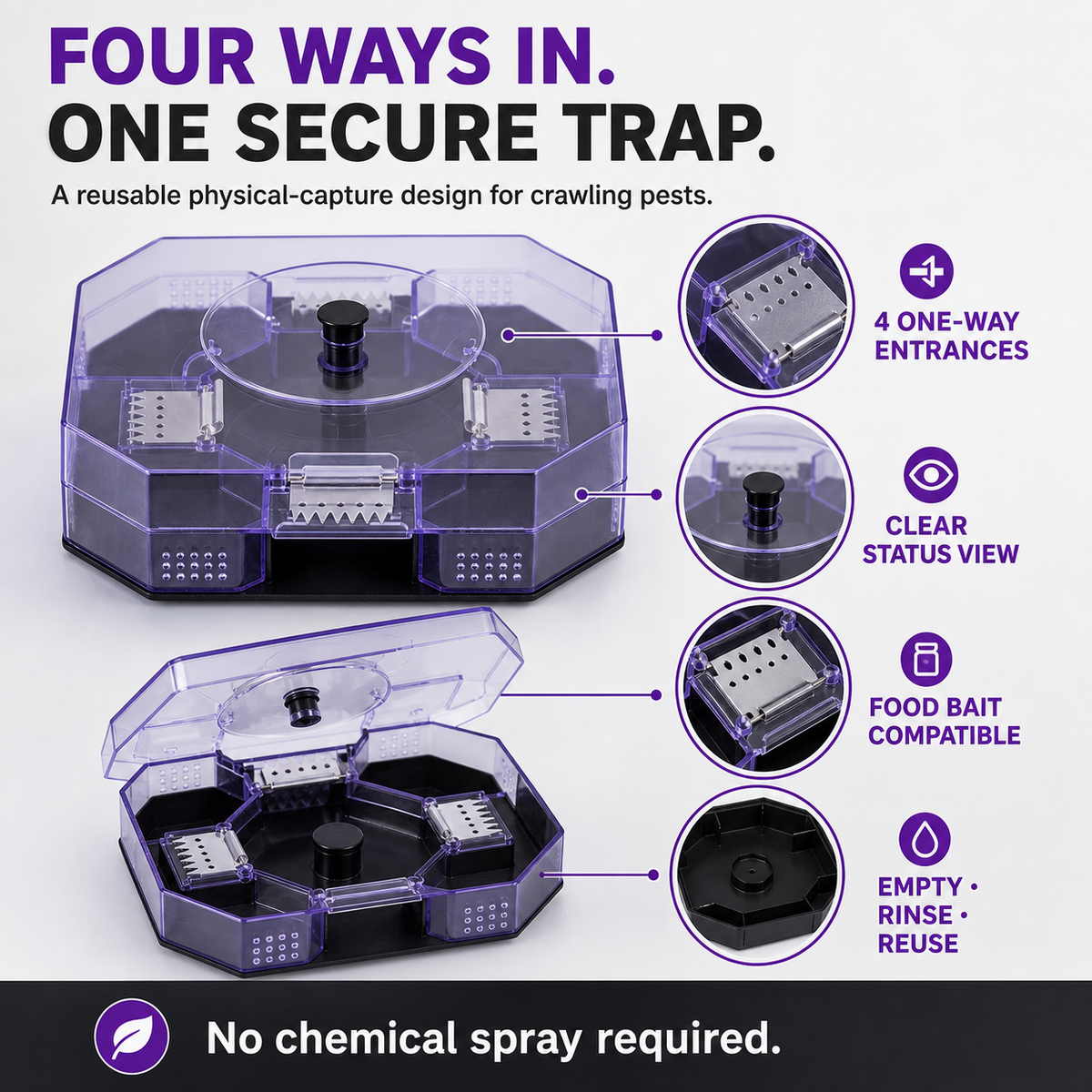 🪳 Reusable No-Spray Roach Trap – Chemical-Free