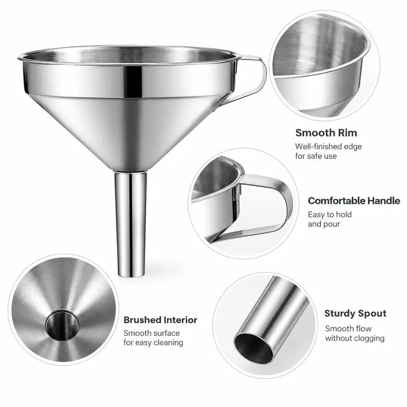 unnel for filling bottles 5 inch food grade stainless steel kitchen funnel with 200 mesh filter strainer landing 08
