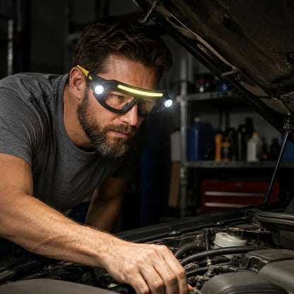 🔥Hands-Free LED Work Glasses with Wide Front Beam, Side Lights & Over-Glasses Fit