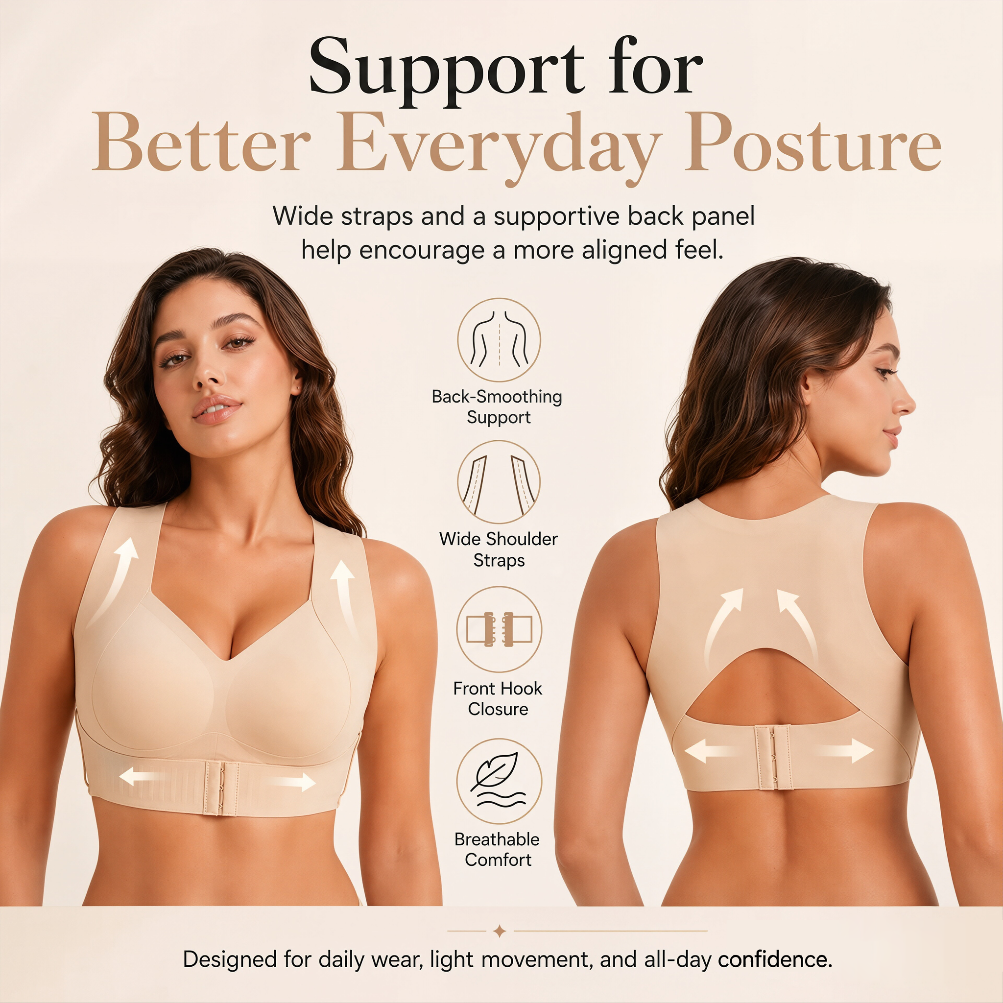 Women's Wireless Bra,Soft Breathable Non-removable Moulded Cups🤍