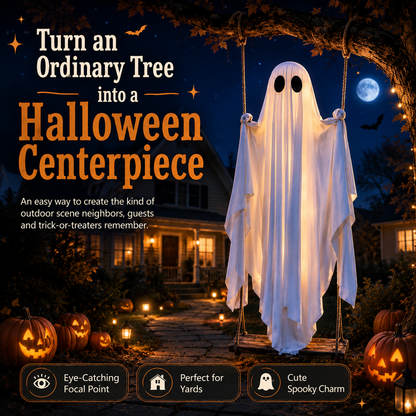 Haunted Swinging Ghost Halloween Yard Decoration – Hanging Outdoor Decor