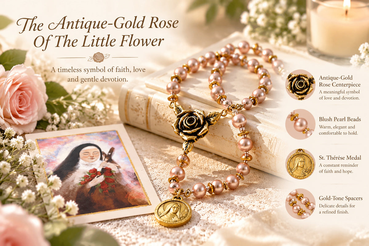 st therese little flower rose novena chaplet blush pearl prayer beads landing 06