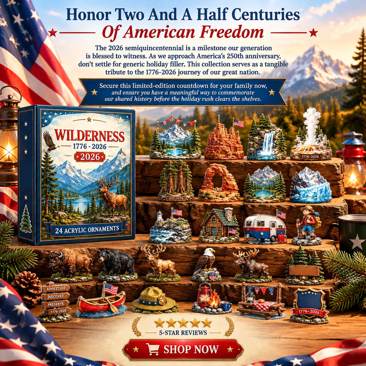 250 years of american wilderness blind box 24pcs acrylic ornaments advent calendar landing 09