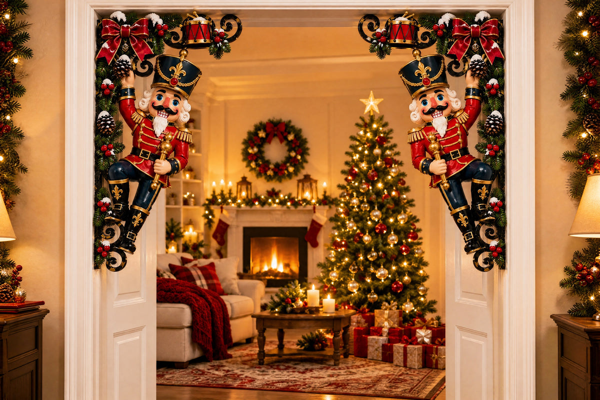 look whos climbing your doorway christmas nutcracker corner decor landing 08