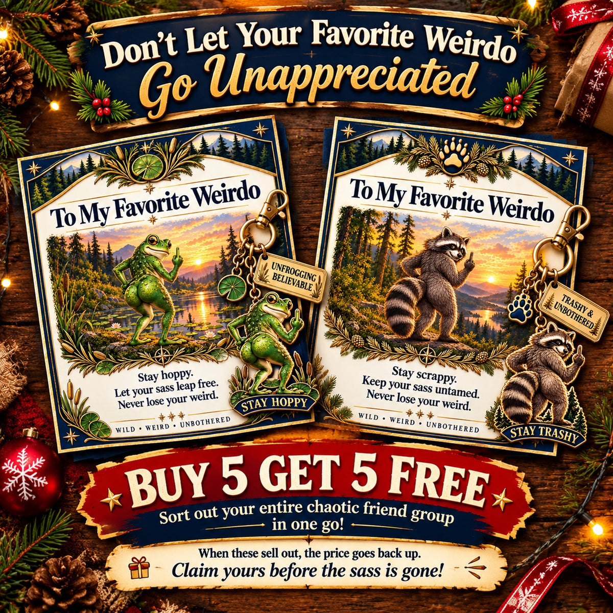 to my favorite weirdo funny bigfoot keychain gift card set sassy gag gift for best friends landing 09
