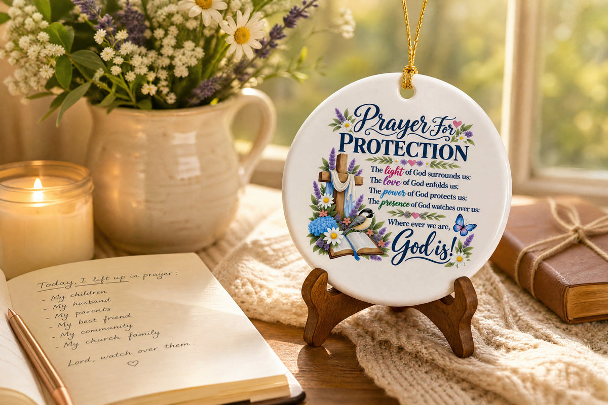 last day 50 off prayer for protection double sided ceramic ornament landing 04
