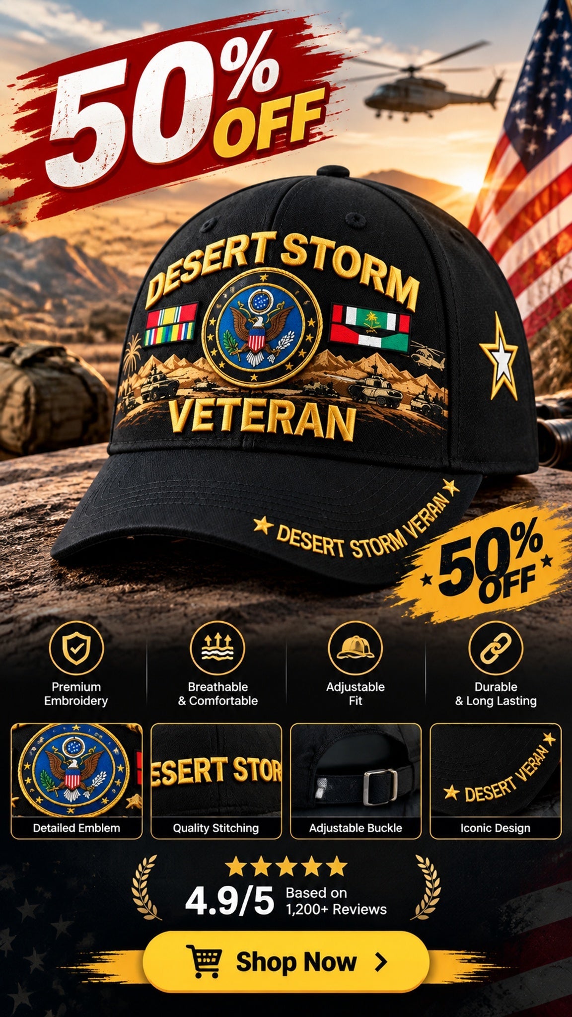 desert storm veteran cap your service your pride 1991 2026 35th anniversary landing 01