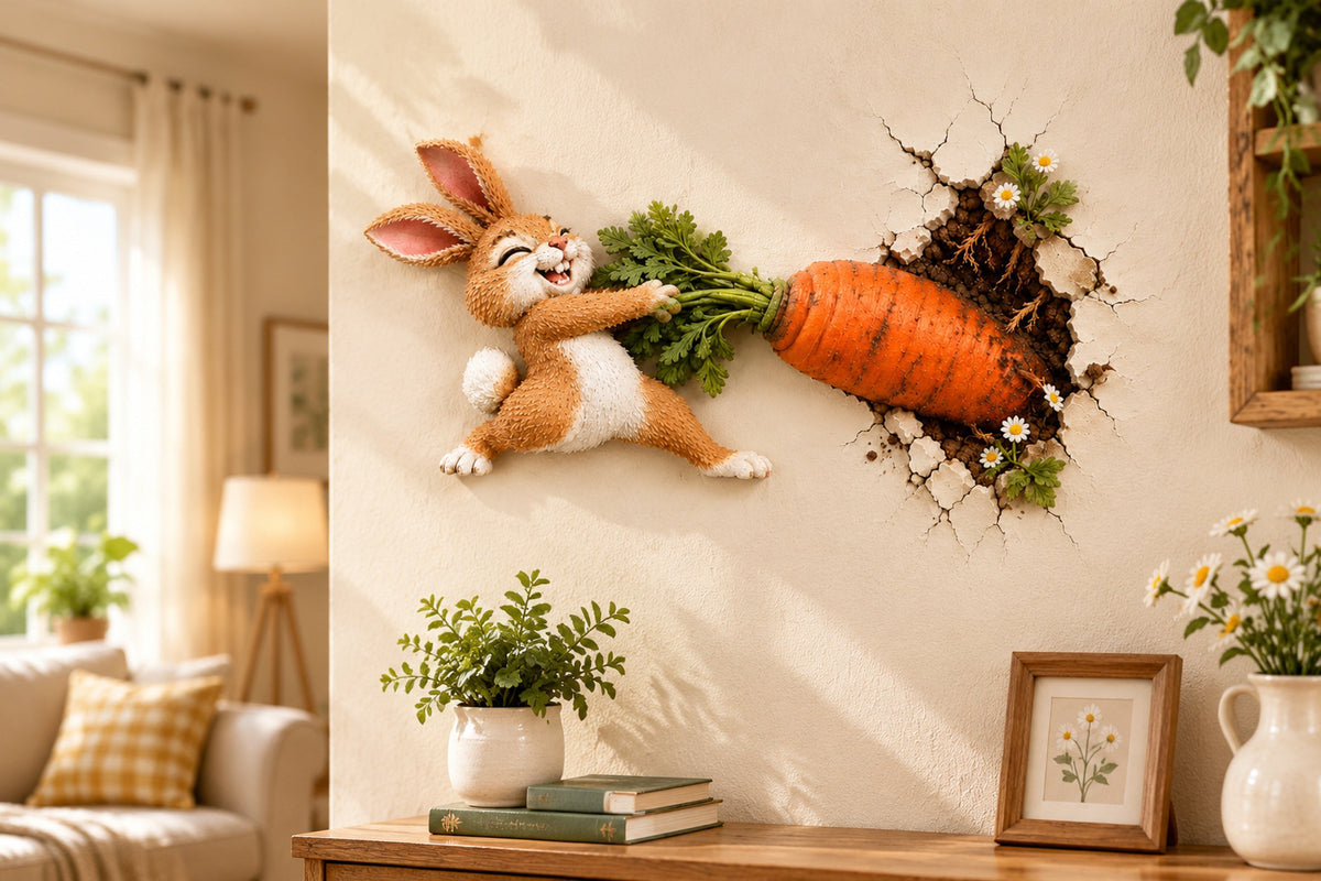 funny bunny pulling carrot wall decor landing 08