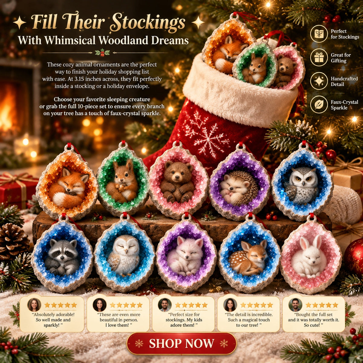 geode animal christmas ornaments landing 09