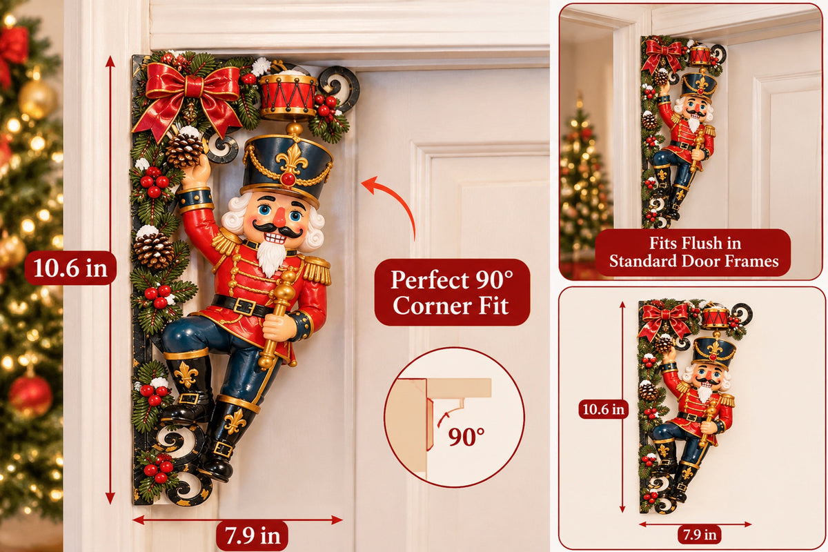 look whos climbing your doorway christmas nutcracker corner decor landing 07