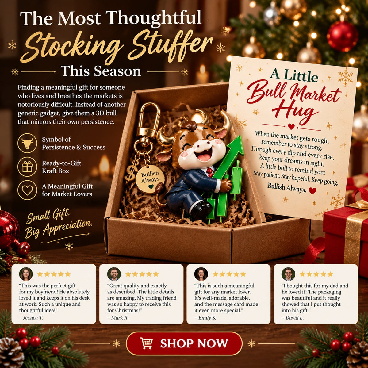 a little bull market hug inspirational bull keychain gift set for stock traders investors landing 09