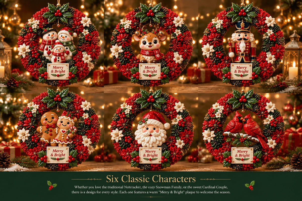 merry bright christmas wreath acrylic ornament landing 08