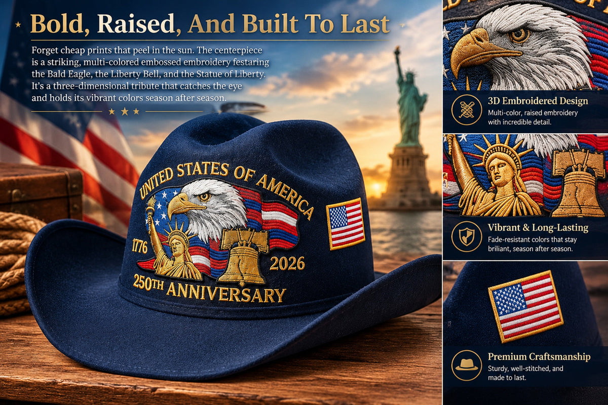 u s 250th anniversary edition unisex felt cowboy hat landing 06