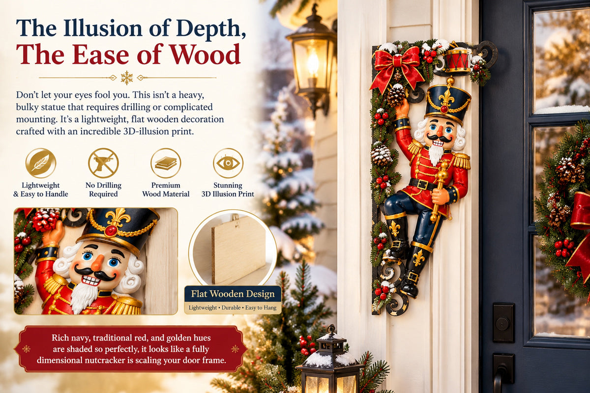 look whos climbing your doorway christmas nutcracker corner decor landing 06