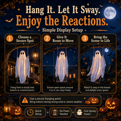 Haunted Swinging Ghost Halloween Yard Decoration – Hanging Outdoor Decor