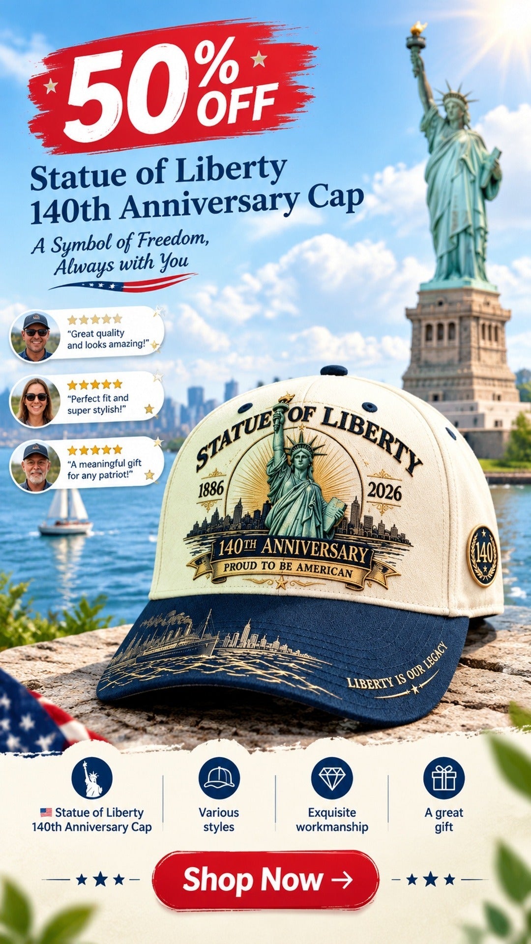statue of liberty 140th anniversary cap landing 02