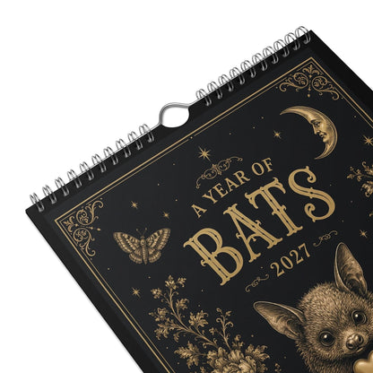 2027 Vintage Victorian Gothic Bat Art Monthly Wall Calendar