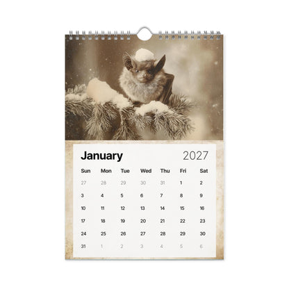 2027 Vintage Victorian Gothic Bat Art Monthly Wall Calendar