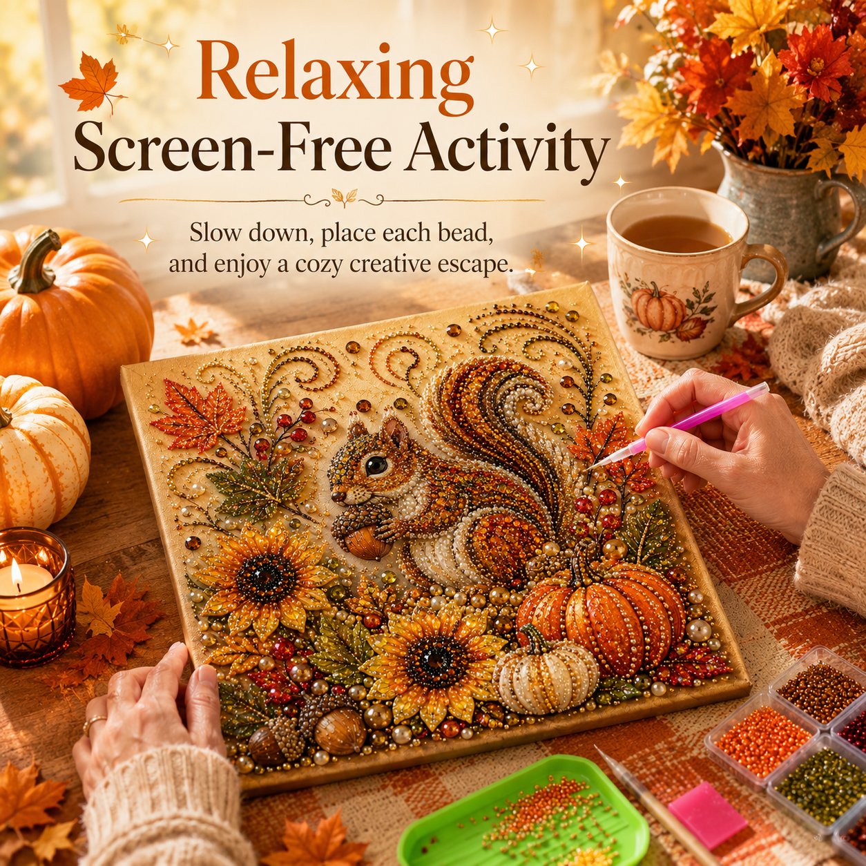 🍂💎 Autumn Decoration DIY Kit – Relaxing DIY Craft to Create Sparkling Fall Artwork 🖌️