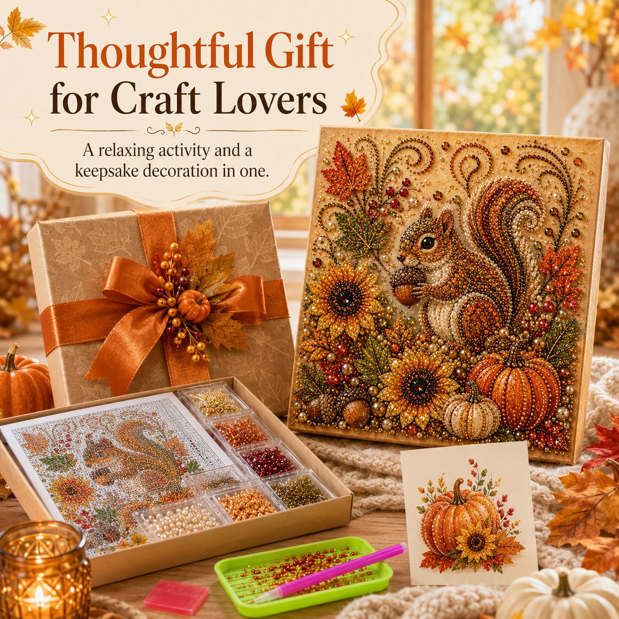 🍂💎 Autumn Decoration DIY Kit – Relaxing DIY Craft to Create Sparkling Fall Artwork 🖌️
