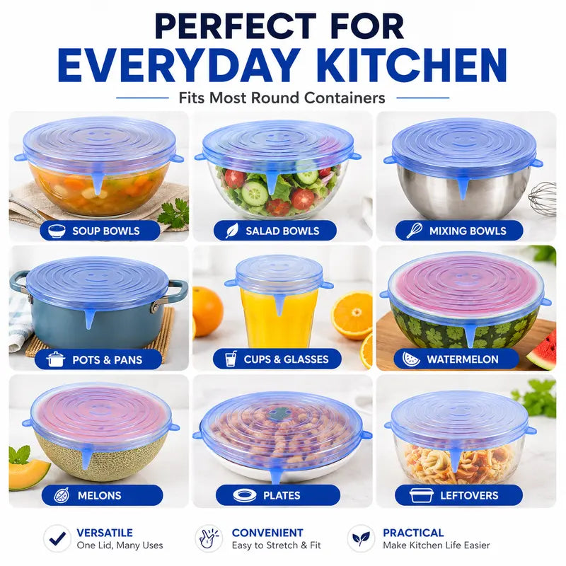 🥣 LIMITED‑TIME 50% OFF! 🫙 Adpartner Silicone Lids for Food Storage (6-Pack) ♻️