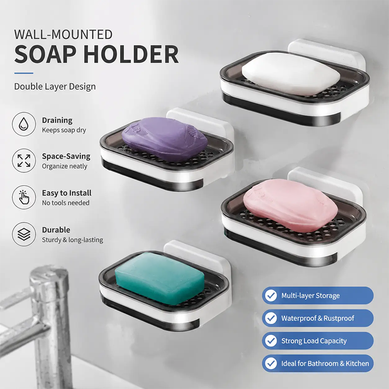 Wall Mounted Double-Layer Soap Bar Holder with Drainage Holes - Bathroom Accessory🧼