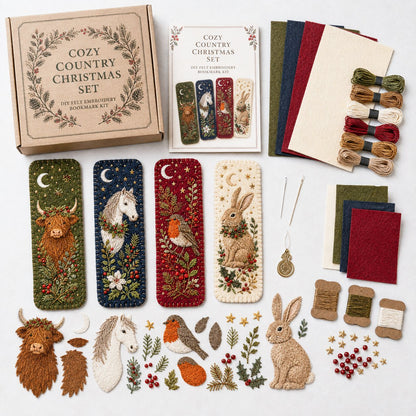 🎄 DIY Felt Embroidery Bookmark Kit(4PCS)