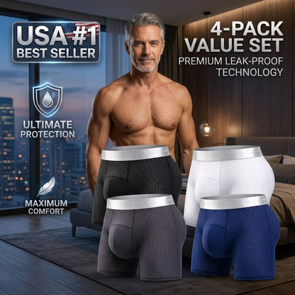 Premium Leakproof Ice Silk Mesh Men's Boxer Briefs