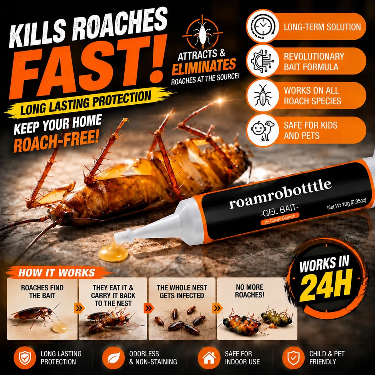 💥2026 Upgraded Formula Professional Cockroach Gel Bait – Eliminates Entire Nest