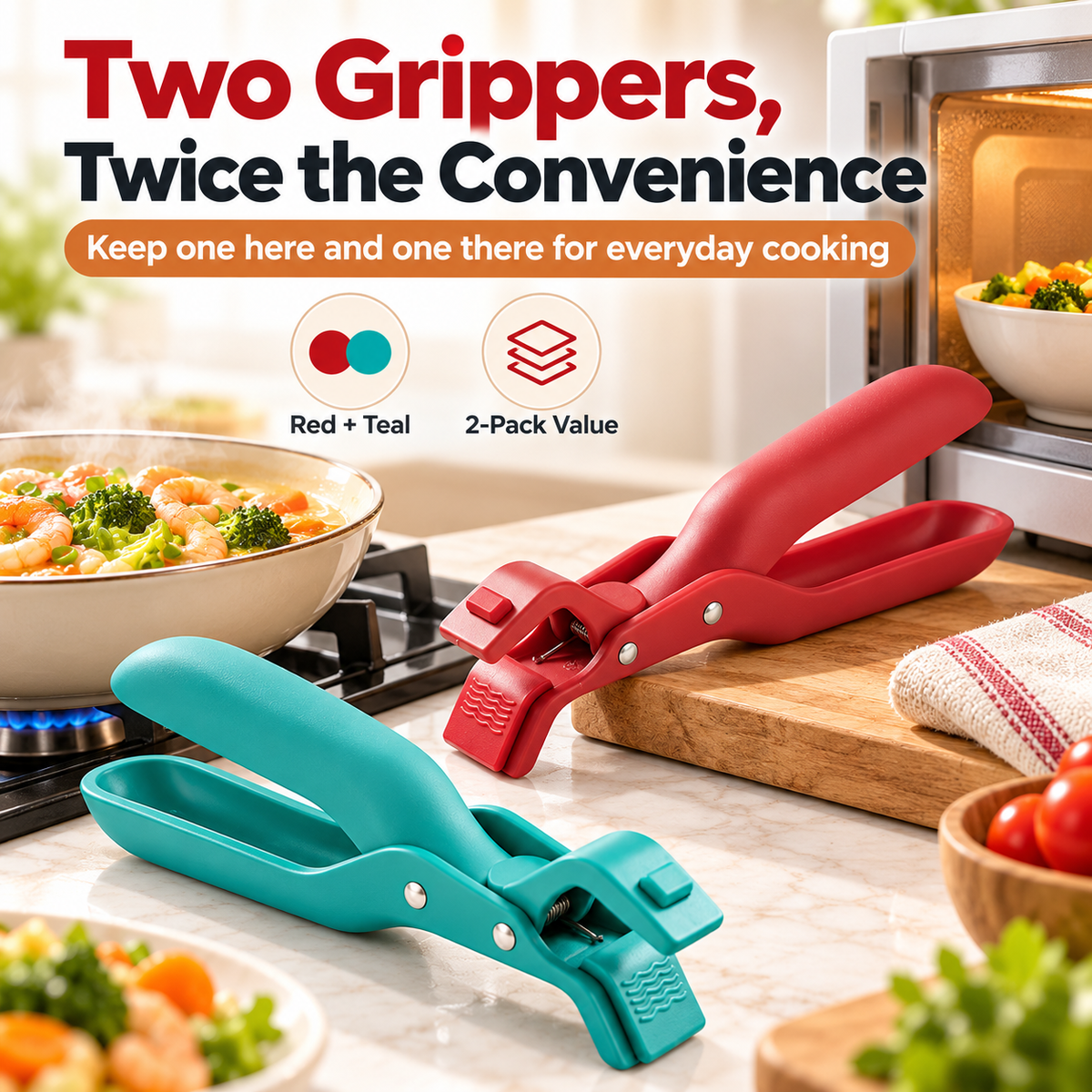 🔥 Limited-Time 49% OFF - 2-Pack Hot Bowl & Plate Grippers | Kitchen Safety Clips