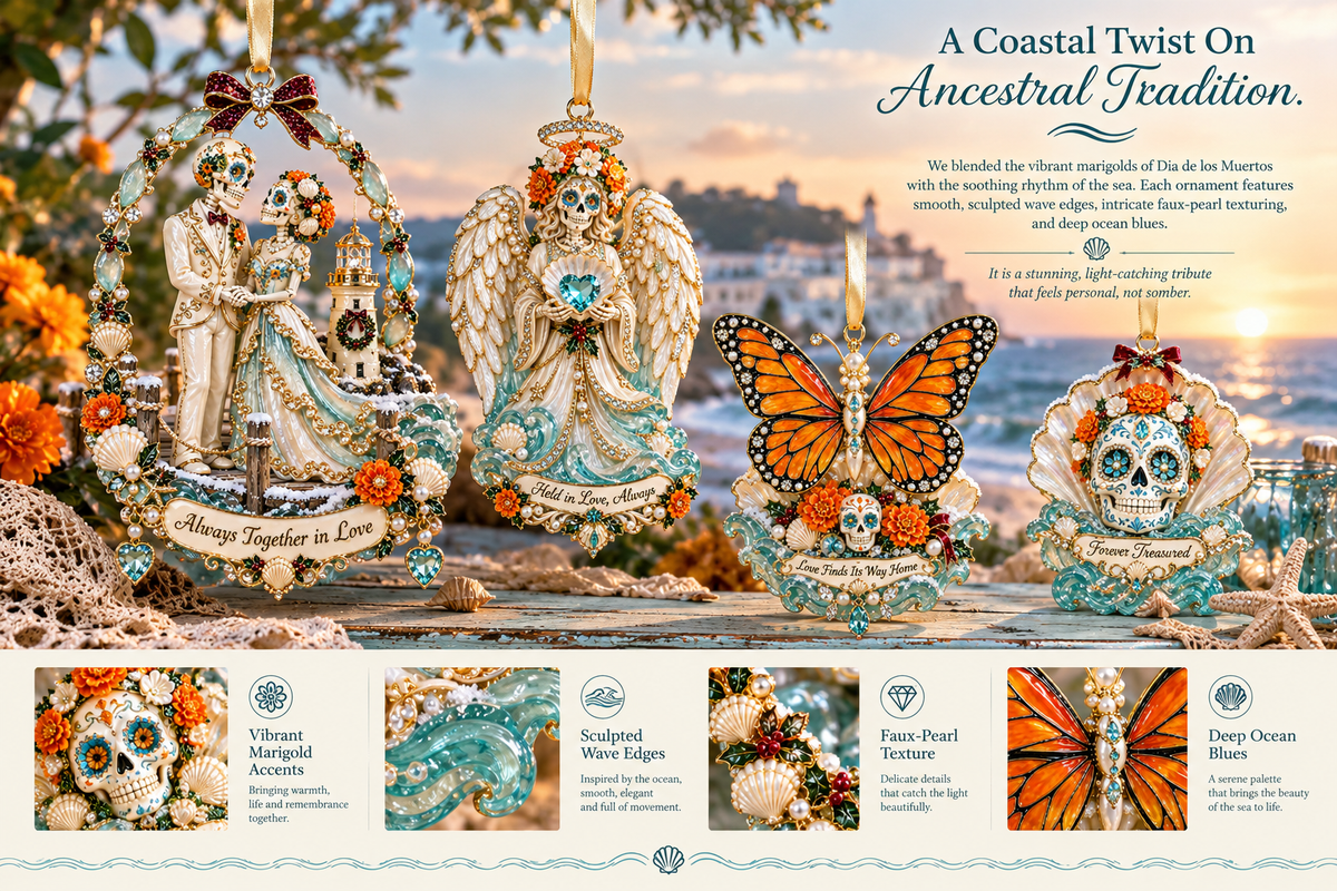 ocean day of the dead ornament love blooms beyond time landing 05