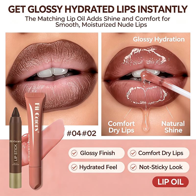 Matte Lip Liner & Moisturizing Lip Oil Cosmetic Set 💄