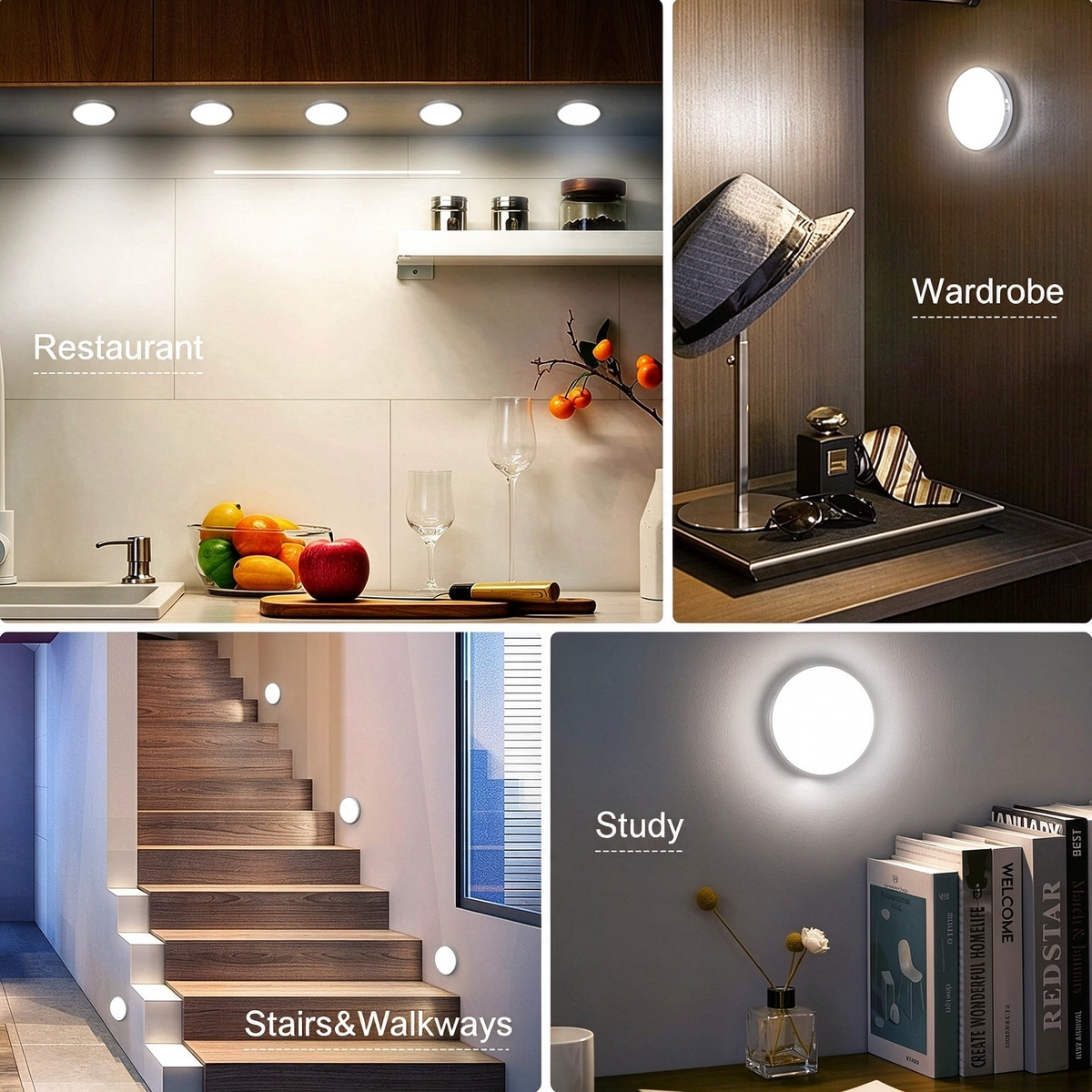 6 pcs motion sensor light rechargeable night light landing 05