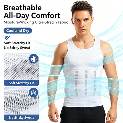 Men Round Neck Compression Tank Top,Men Shaping Vest,Men Sleeveless Shirt Shapewear💪 ✨