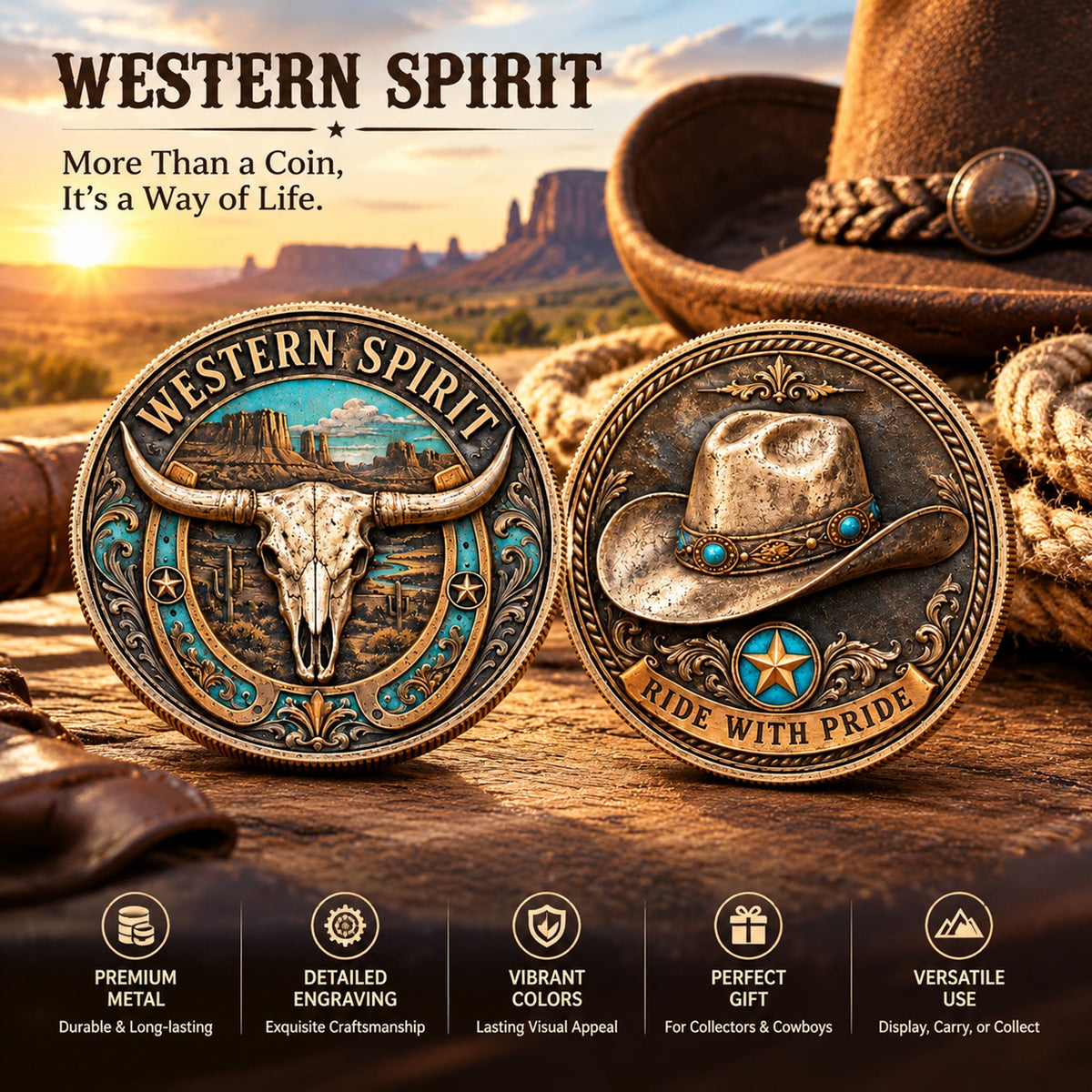 🎉🇺🇸 Limited Edition! 🔥Western Spirit Commemorative Coin