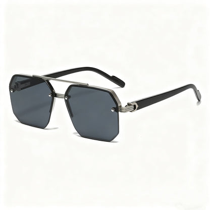 Unisex Retro Square Sunglasses - 1 Pair Polycarbonate Semi-Rimless Double Beam🕶️