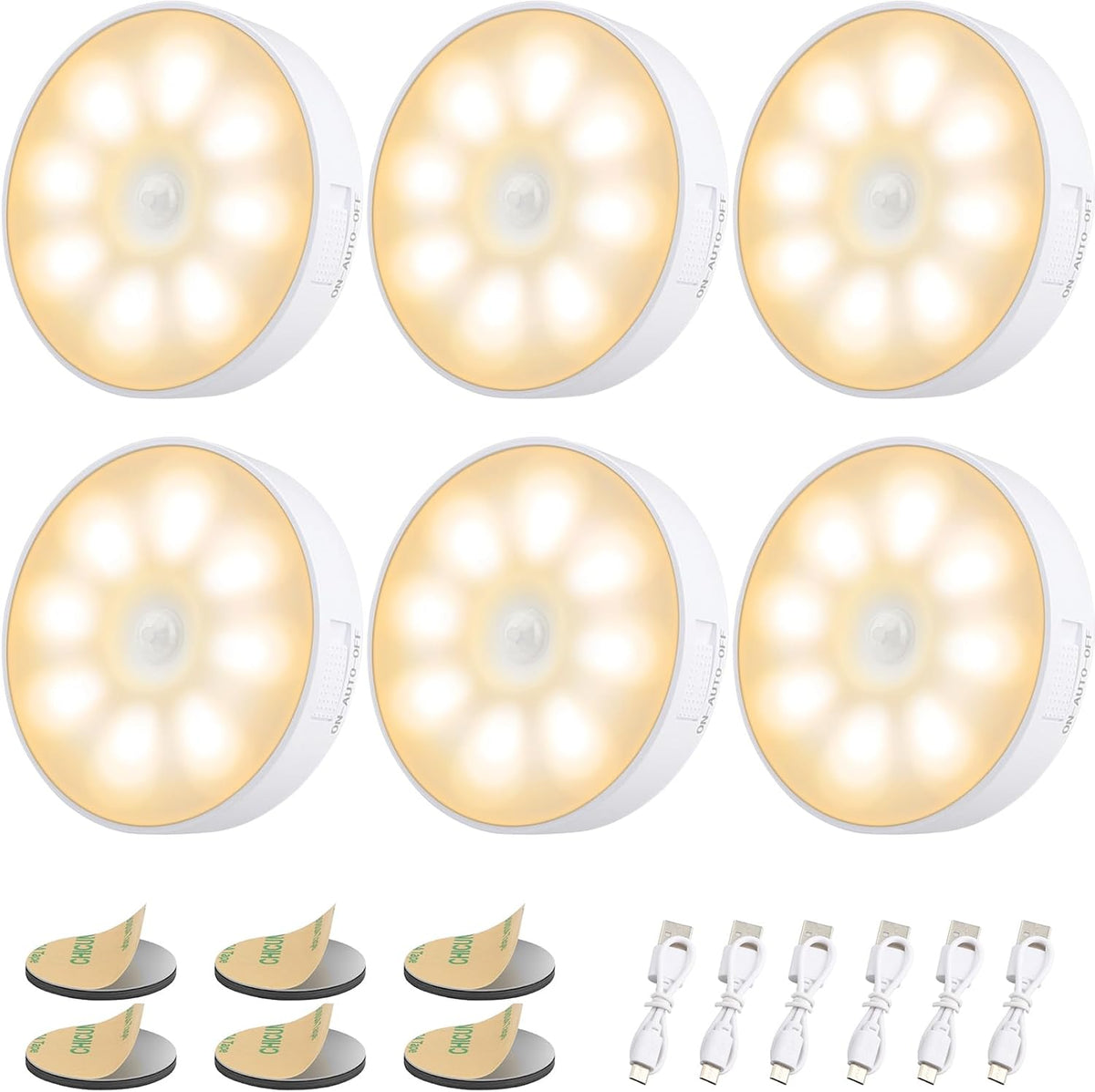 6 Pcs Motion Sensor Light, Rechargeable Night Light 💡
