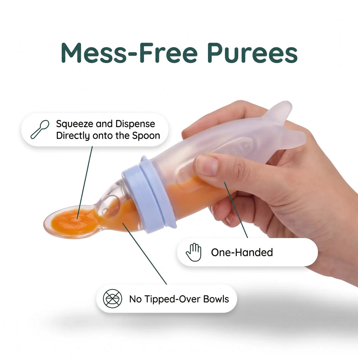 🎁Silicone Baby Feeding Bottle With Soft Spoon, 50ml