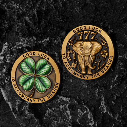 🏆Lucky Elephant Coin with 4-Leaf Clover