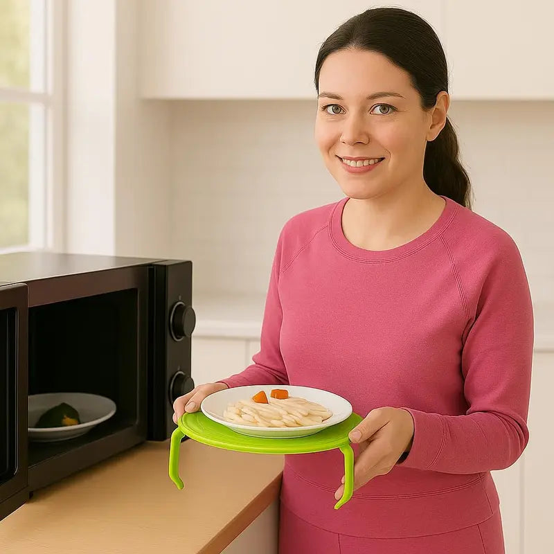 Microwave Multipurpose 4 in 1 Tray Stand Rack Splatter Guard Carry Tray Stacking Shelf 🍲