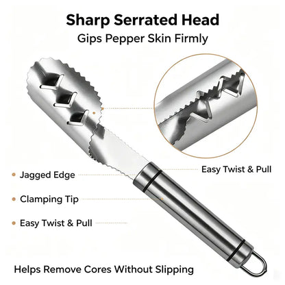 Stainless Steel Pepper Corer Seed Remover Tool, Chili Bell Pepper Core Deseeder 🌶️