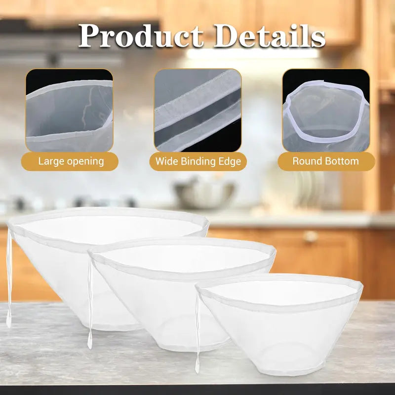3pcs bowl shaped nylon nut milk bag reusable strainer bags landing 08