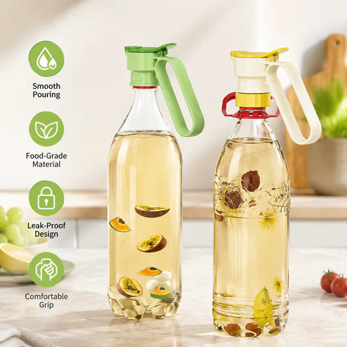 Sohochic Plastic Bottle Pour Spout Cap Dispenser - 2Count, Portable Kitchen Utensil with Carry Handle, Detachable Wide Mouth & Different Caliber, for DIY Oil Pots & Refrigerator Cold Water Making