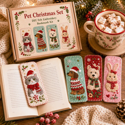 🎄 DIY Felt Embroidery Bookmark Kit(4PCS)
