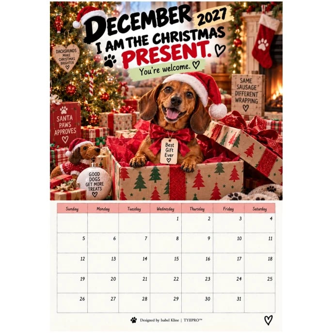 2027 funny dachshund wall calendar landing 04