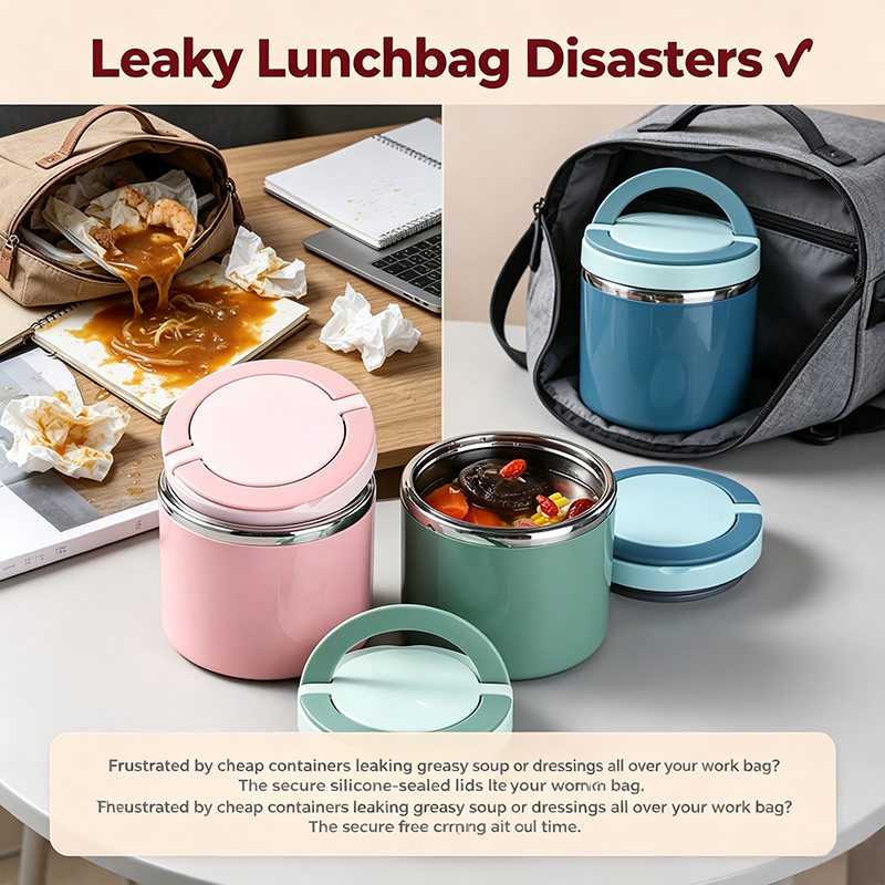 Stainless Steel Bento Style Boxed Lunch Box with Handle - Leakproof, Stackable🍱