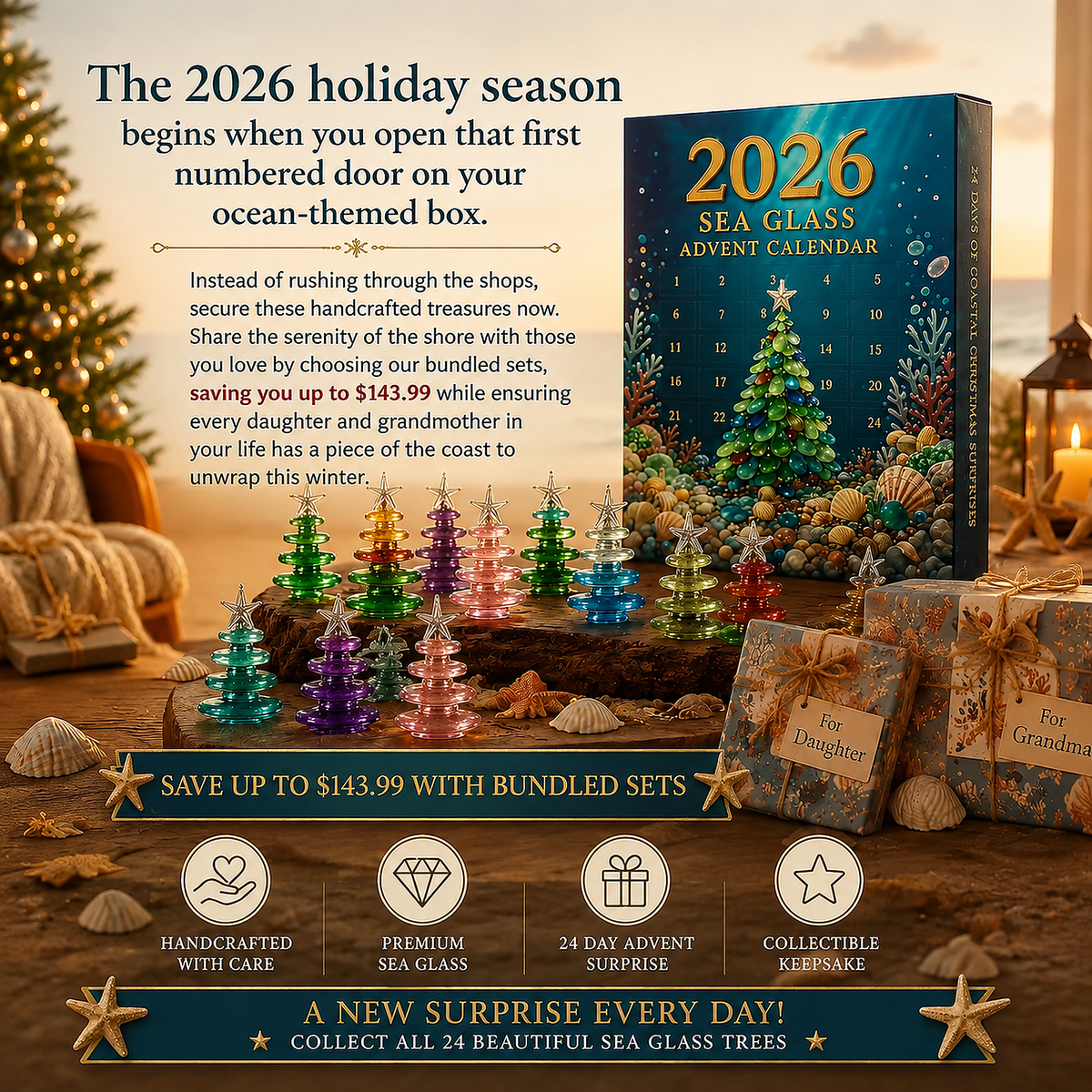 2026 sea glass christmas tree advent calendar landing 09